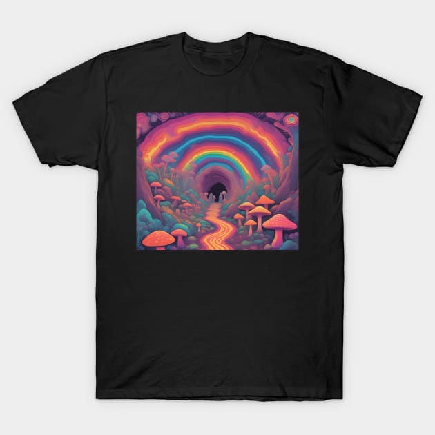 Mushroom Rainbow Cave Journey T-Shirt by drumweaver